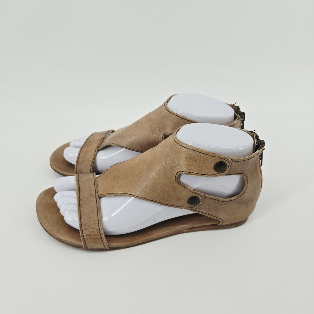 Bed Stu Soto Style Tan Leather Sandals Boho Rustic Ankle Cuff Distressed Sz.7.5